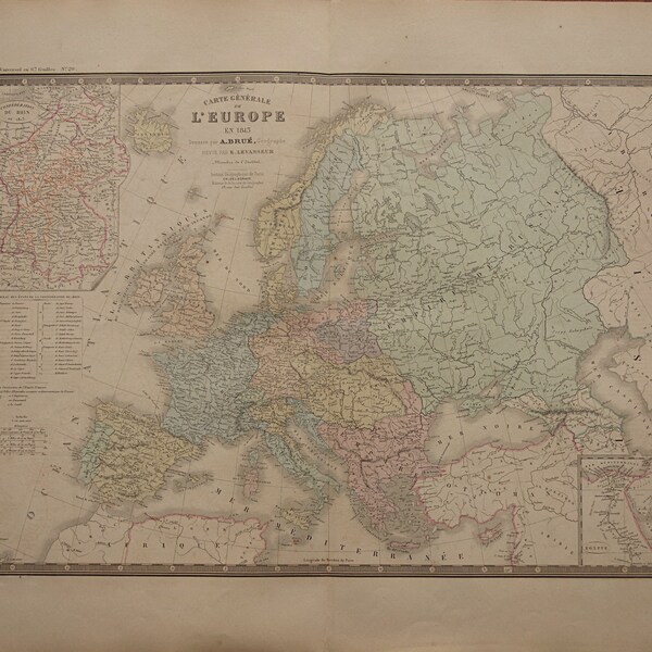 Grande mappa antica dell'Europa nel 1813 stampa originale di oltre 145 anni del continente europeo vicino alla fine della Rivoluzione francese - grandi mappe vintage