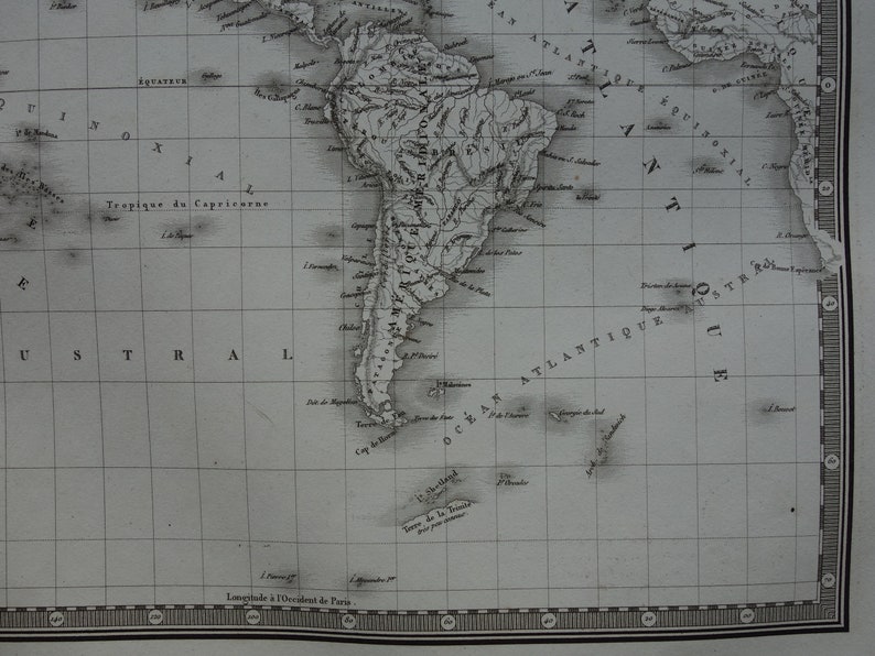 WORLD Map LARGE 1830 Original Antique Print of the World in - Etsy