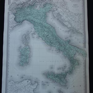 ITALY alte Landkarte GROSS 1880 schöne antike handkolorierte original vintage Landkarten von Königreich Italien - Poster Italia Mapa Rom 24x32"groß