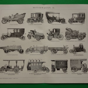 OLDTIMERS print of old classic cars 1905 vintage pictures of Landaulet Dixi Limousine Steam antique car technology prints illustration