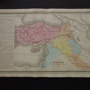Türkei antike Landkarte 1838 original alter Druck über Osmane Osmanisches Reich - vintage Karten - 10x16"