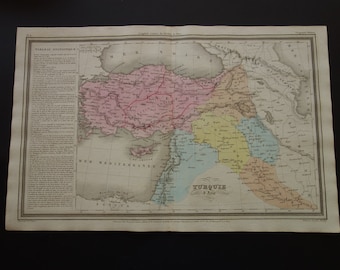Antike Karte der Türkei von 1838, Originaldruck über das Osmanische Reich - Vintage-Karten 10x16"