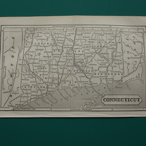 alte Landkarte von Conneticut vintage um 1854 Landkarte von C. New Haven Hartford Bridgeport Stamford kleine vintage Karten 6x9"