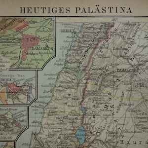 Alte Landkarte von Palästina Jerusalem 1921 original antique Druck Palästina - detaillierte vintage Karten - versandkostenfrei - 16 x 24 cm 6x9&#39;&#39;