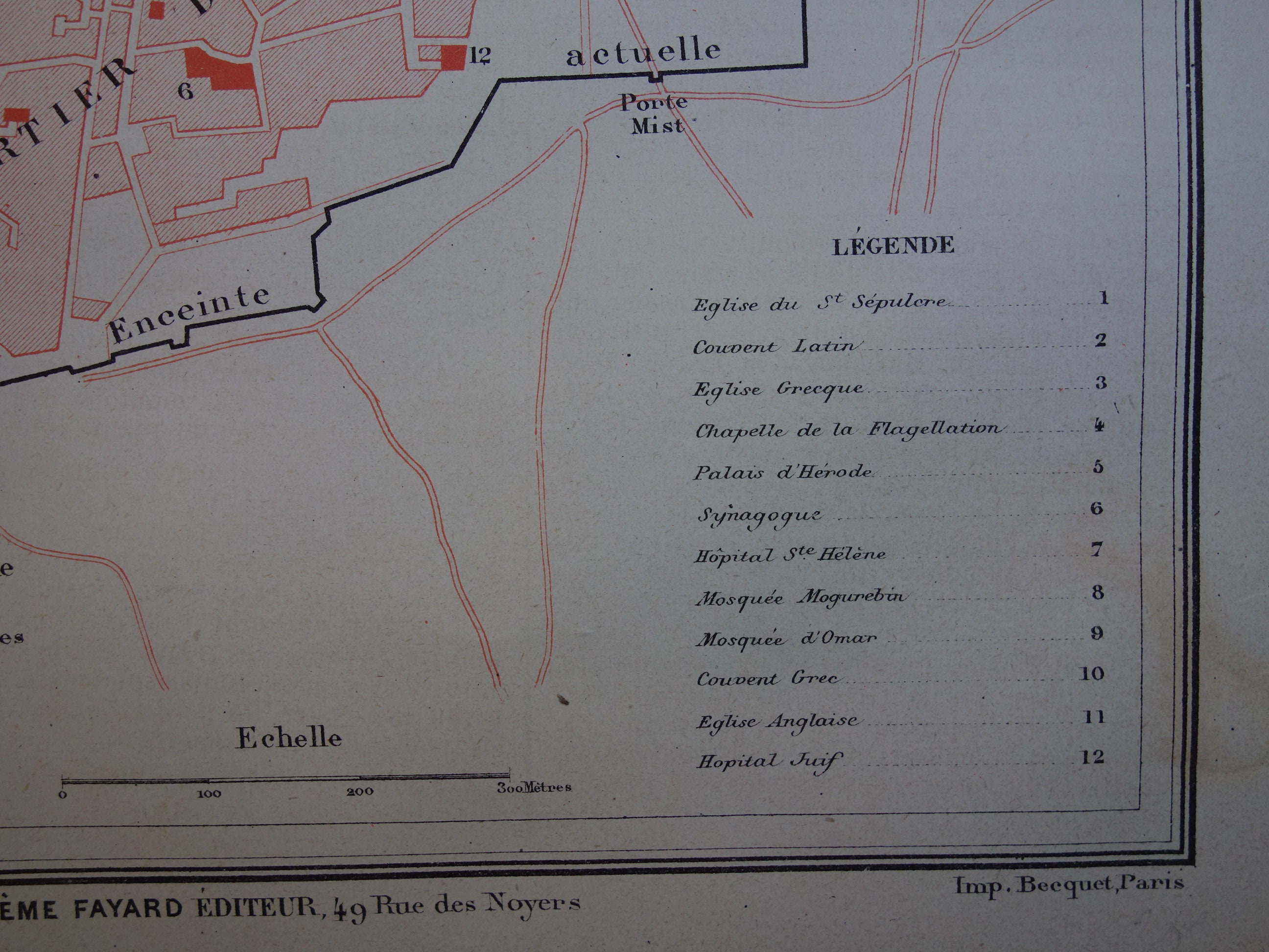 JERUSALEM Old Map of Jerusalem 1877 Original Antique City Plan ...
