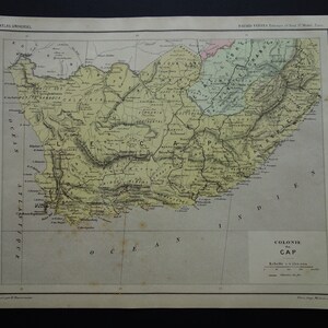 Alte Landkarte Südafrika, Kapkolonie 1896 original antike handkolorierte Druck echte vintage Landkarten Kapstadt