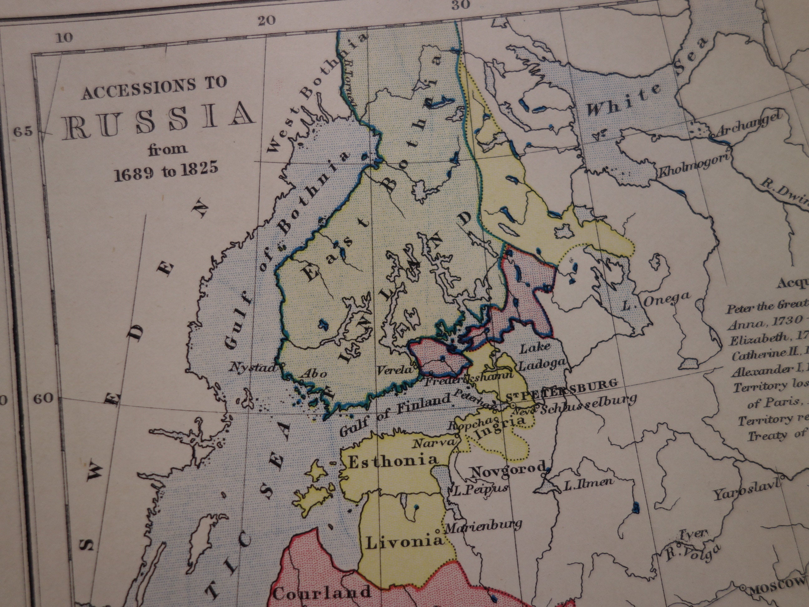 RUSSIA Old Map of Historic Borders Original Antique Print Etsy UK