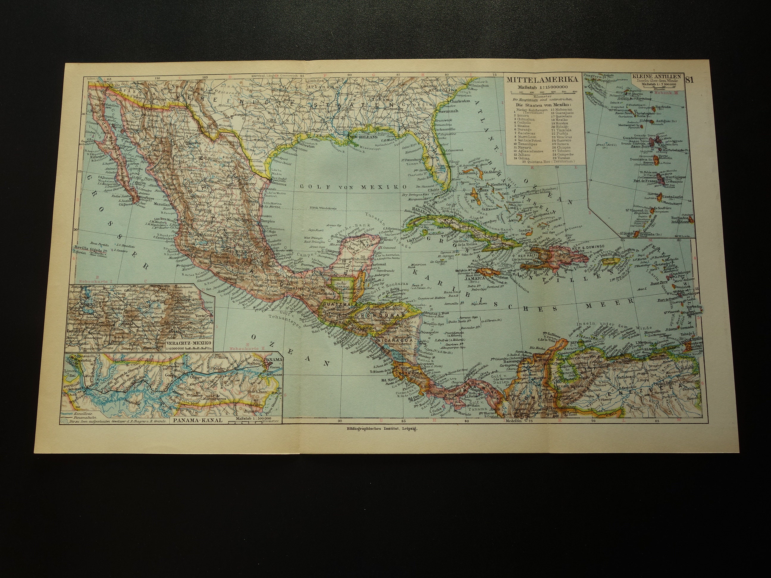 Old Map of Middle America 1928 Original Vintage Print - Etsy UK