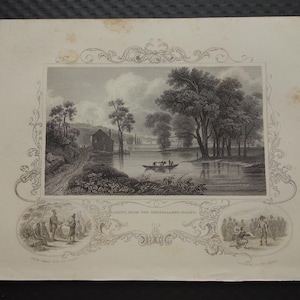 Veduta di Albany, NY, 1851, antica incisione, Albany dall'isola di Renssalaer, illustrazione, vecchio aspetto, stampa storica degli Stati Uniti