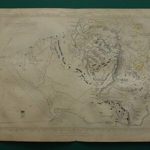 Belagerung von Sewastopol in 1854/1855 alte Karte Original antike Illustration der Sebastopol Krimkrieg Vintage Militärgeschichte Drucke Karten