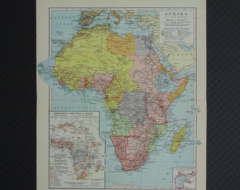 未開封 　イギリス　アンティーク　アフリカの地図 ビンテージ旧世界アフリカ プリント |アフリカ新星記述地図、ウィレム
