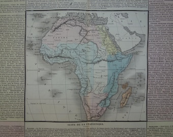 アフリカのヴィンテージ地図イラストプリント｜アンティーク壁飾り