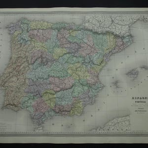 Oude kaart van SPANJE GROTE antieke kaarten van Spanje en Portugal