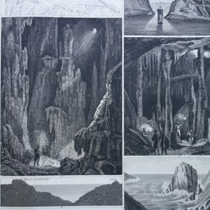 Antieke geologische print van grotten rotsformatie 175+ jaar oude natuurlijke grot illustratie geologische vintage prints La Grotte des Demoiselles