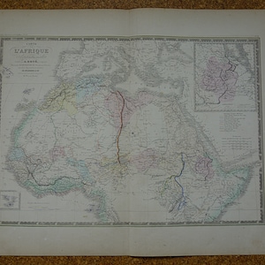 AFRIKA antike Landkarte von Nordafrika LARGE original 1876 alter Druck/Poster - detaillierte Vintage Karten Afrika 19x24 Zoll