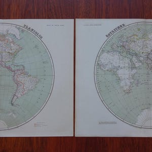 Plus de 160 ans, carte du monde ancienne originale très grande impression affiche - cartes XL originales vintage 19 x 48"