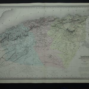 アルジェリア アンティーク地図 ラージ オリジナル 145 年以上前のポスター アルジェ オラン ジェルファ コンスタンティン ヴィンテージ 歴史地図 壁掛け 24x32" 大