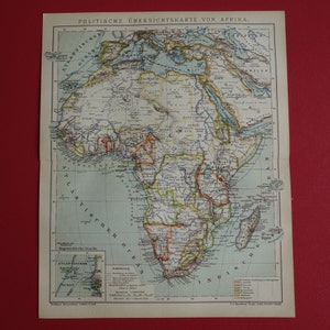 ÁFRICA antiguo mapa del continente africano 1901 hermosa impresión/póster original detallado de África - mapas antiguos fechados - 12x10"