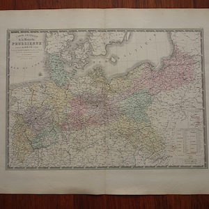 DEUTSCHLAND alte Landkarte Preußens 1875 original antikes handkoloriertes Poster preußisches Königreich - detaillierte vintage Deutschlandkarten