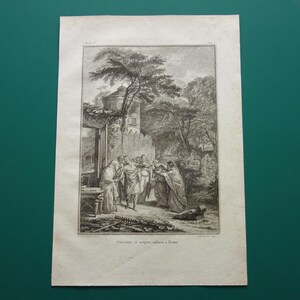 Storia di Roma Stampa antica del 1798 Illustrazione originale di oltre 200 anni fa Numa Pompilio Stampe d'epoca Impero romano