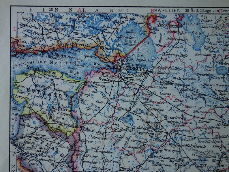 Russie Vieille Carte De La Russie Ukraine Bielorussie 1926 Etsy