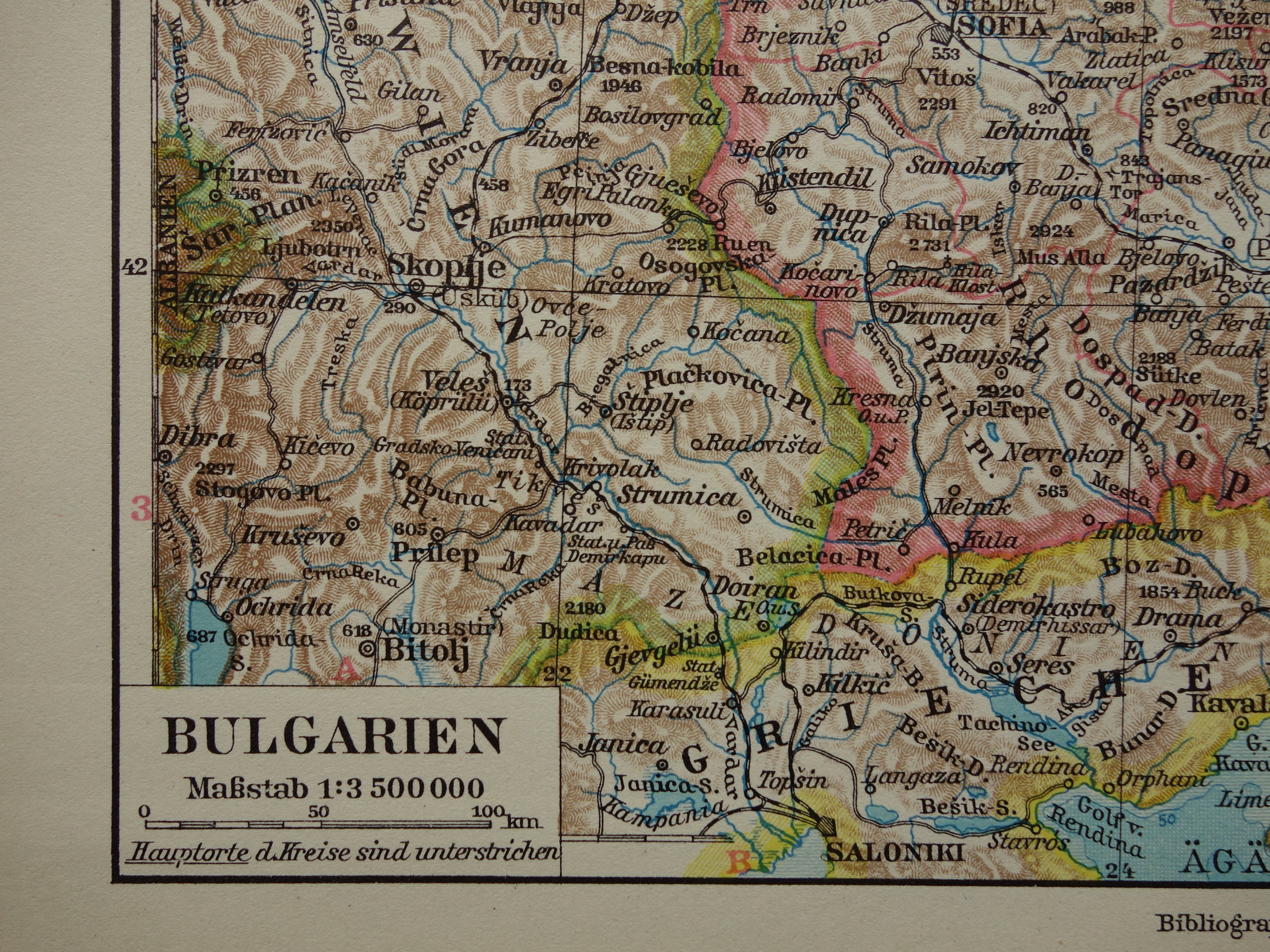 BULGARIA Old Map of Bulgaria Antique Print About Bulgarian Etsy UK