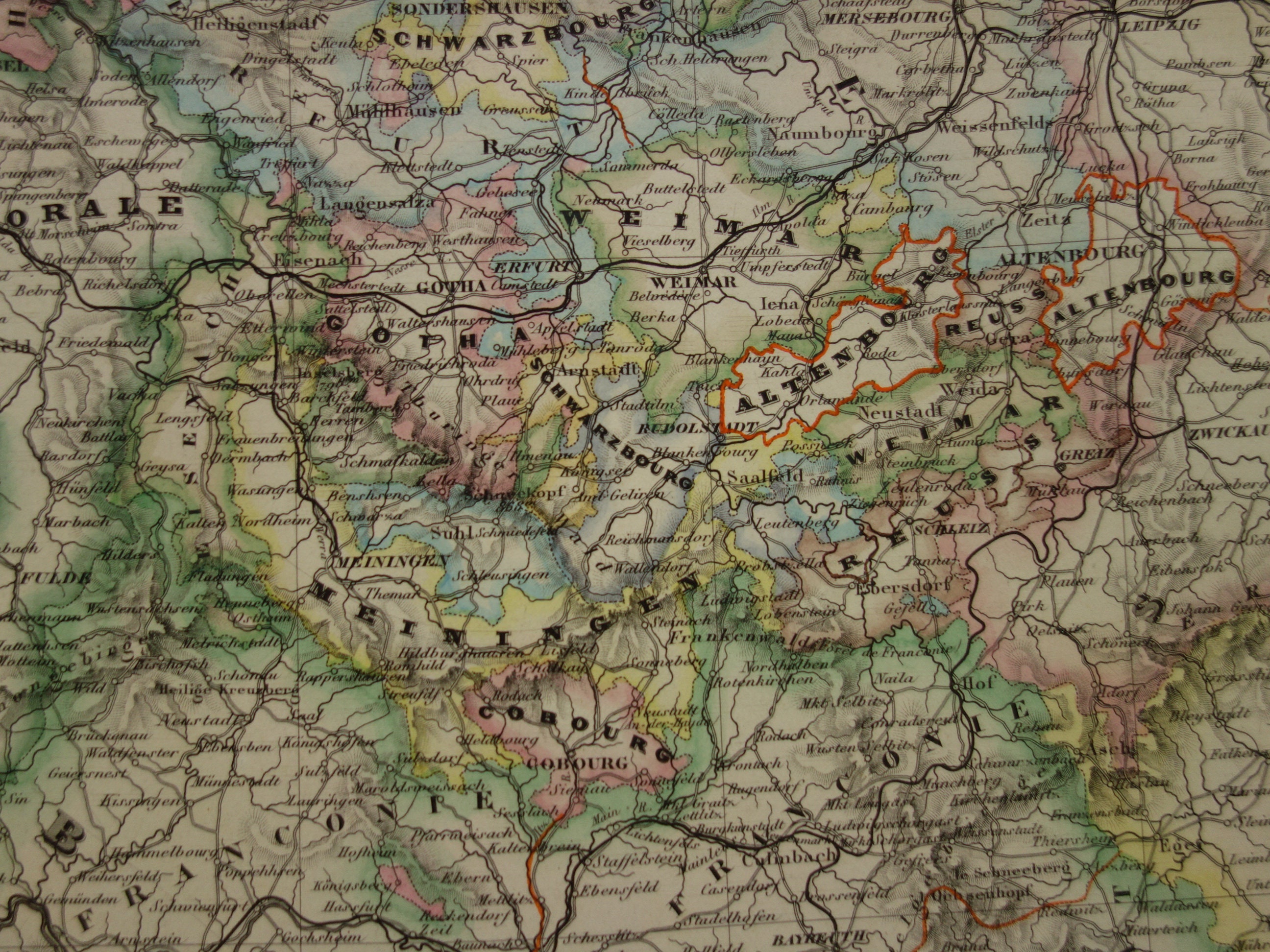 GERMANY Old Map LARGE 1863 Beautiful Original Antique Poster of Western ...