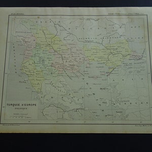 Original 1896 Old Map of Turkey in Europe Antique French Print About ...