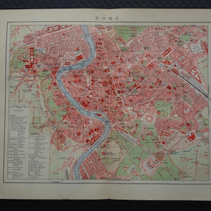 イタリア、ローマのアンティーク地図 - 1910 年オリジナルの美しい旧市街計画 - ヴィンテージ地図 - ローマの旧地図 10x12 インチ // 25x32 セント