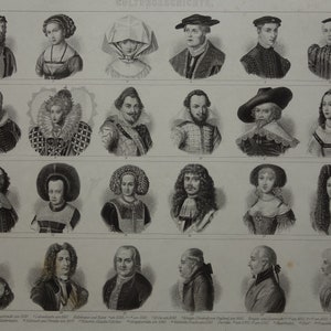 HAARFARBEN Geschichtsdruck 1870 original antike Bilder von historischen Frisuren Frisur Frisur Barbier Friseur Frisur Drucke