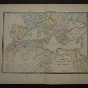 MITTELMEER Alte Karte groß 1876 Original Antike Poster von Südeuropa Nordafrika M. Meeres-Region 19x24"Big Vintage Maps zum Rahmen