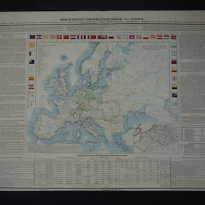 Wunderschönes 1840 großes altes großes Poster von Europa Europa antike Handels-Wirtschaftskarte Vintage-Karten 49 x 67 cm 19x26 "groß