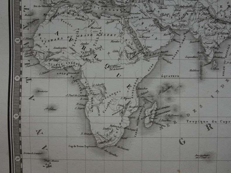 WORLD Map LARGE 1830 Original Antique Print of the World in - Etsy