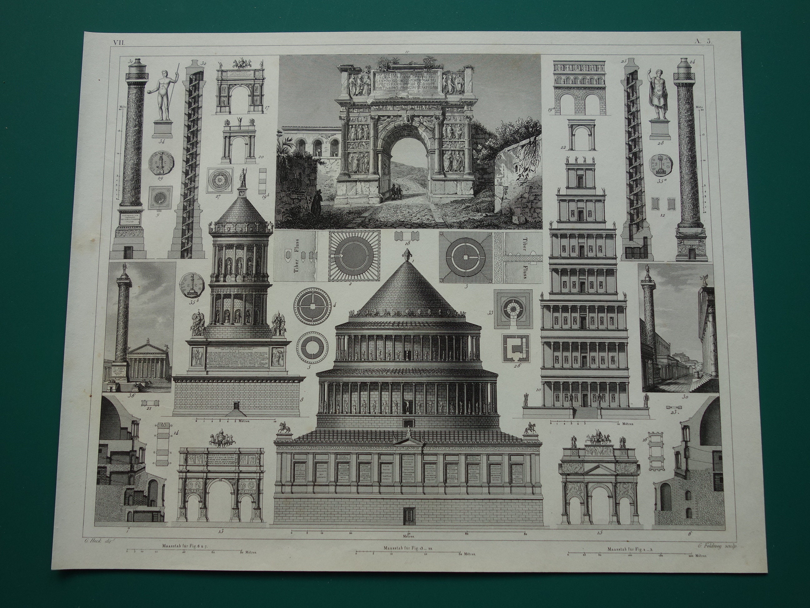 ROMAN Architecture Old Print 1849 Antique Pictures of Castel