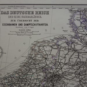 Ancienne carte de l'autoroute ferroviaire de l'Allemagne, Pologne, Pays-Bas, 1881, cartes anciennes, trains ferroviaires, chemins de fer, impression datée de l'année