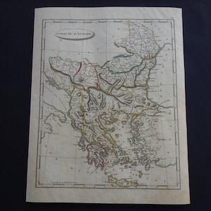 BALKAN Karte 200+ Jahre alte Landkarte von Türkei Griechenland Serbien Albanien Pinkerton 1804 antique print über Bosnien Und Bulgari original vintage Karten