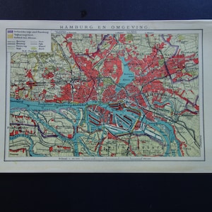 HAMBURG antike Landkarte 1908 original detaillierte alte Stadtplan von Hamburg Altona vintage kleine Karten Deutschland alte historische Karte stadtplan