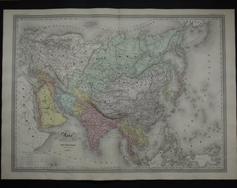 1914年東アジア大型オリジナルアンティーク地図、17 x 22インチ、歴史