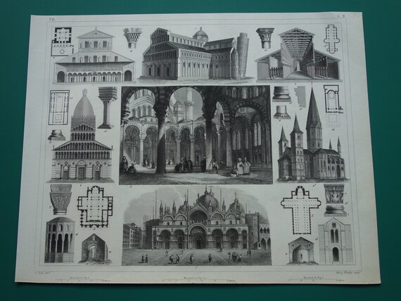 Old Byzantine Architecture Print of San Marco Venice Pisa