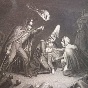 Impression ancienne de la guerre de Crimée de la bataille de l'Alm 1858 illustration ancienne originale vintage Militaria imprime soldats blessés