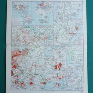 German diaspora map 1931 old vintage print Dissemination of Germans maps