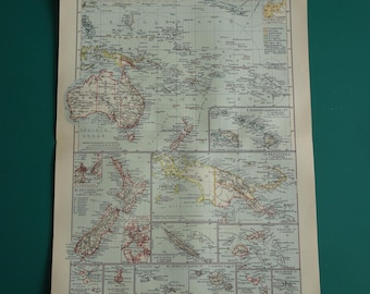 1897年オーストラリア・オセアニア地図。太平洋諸島地図。オリジナル