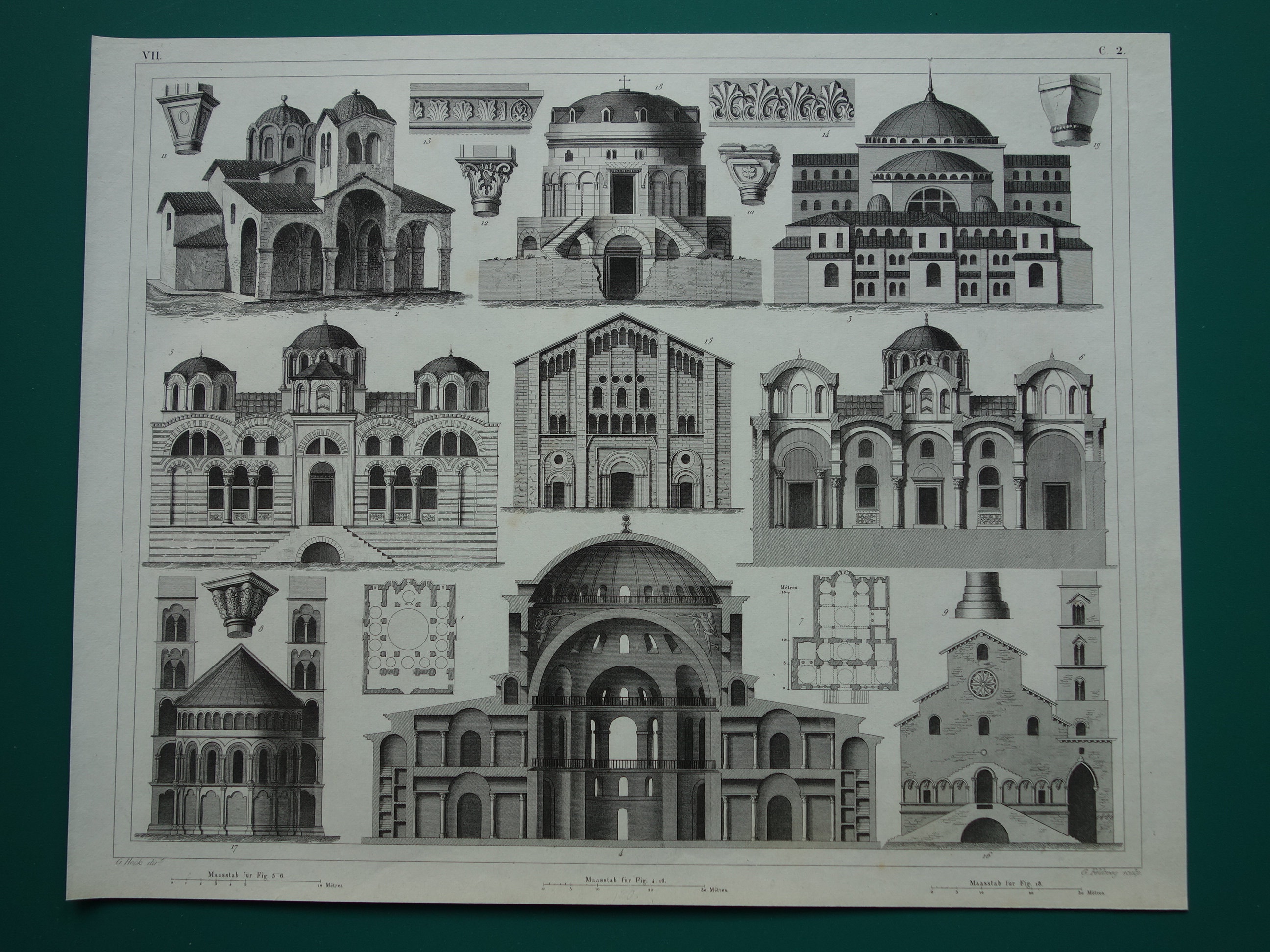 BYZANTINE Architecture Antique Prints 175+ Years Old Print of Haga