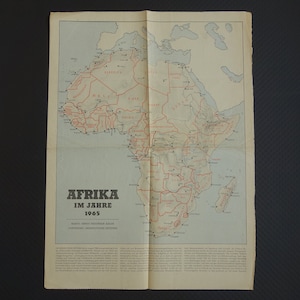 1965 AFRIKA alte Landkarte von Afrika GROSSE Karte Poster über den afrikanischen Kontinent Vintage Karten