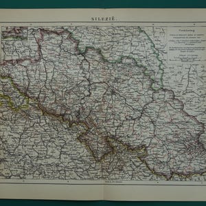 Alte Landkarte SILESIA original 1911 antike Landkarte Schlesien Ślůnsk Šleska Wroclaw Legnica Kottbus Polen vintage Landkarten 10x12"