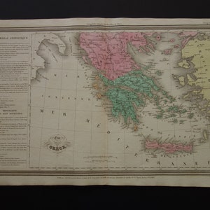 Greece antique map 1838 original old print about Greek Kingdom United States of the Ionian Islands vintage maps 10x16&quot;
