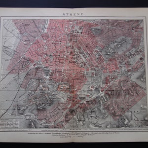 ATHEN alte Landkarte von Athen Griechenland 1905 originaler antiker holländischer Druck von A. Detaillierte Vintage Karten
