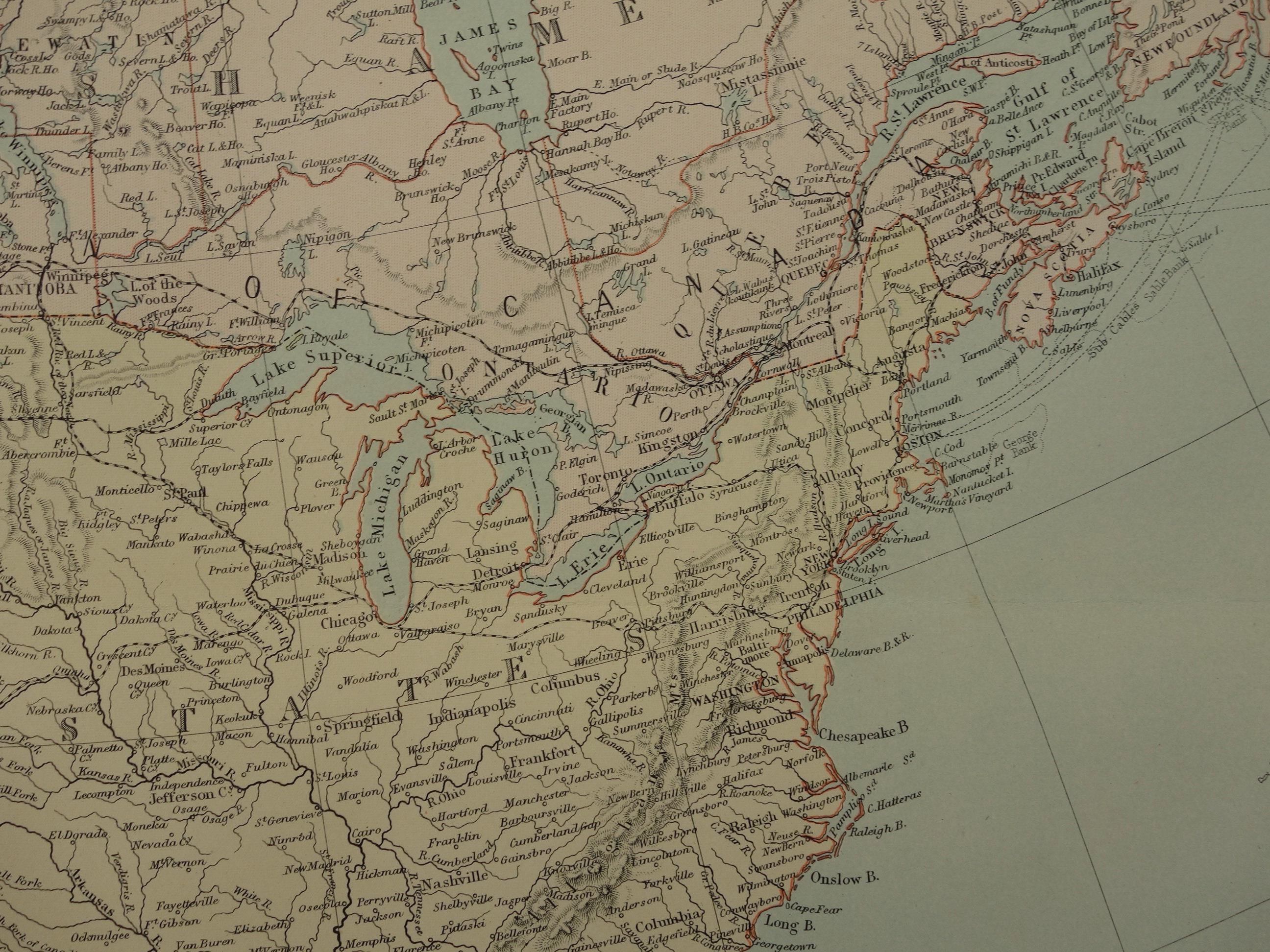 AMERICA Old Map of North America 1890 Large Original Antique Print ...