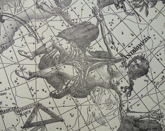 Antique ASTRONOMY print Vintage illustration of Andromeda Perseus Cassiopeia constellation Original astrology gifts prints star chart