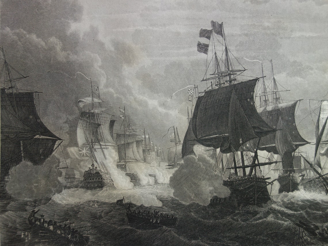 1856 NAVI vecchia stampa di battaglia navale antiche Etsy